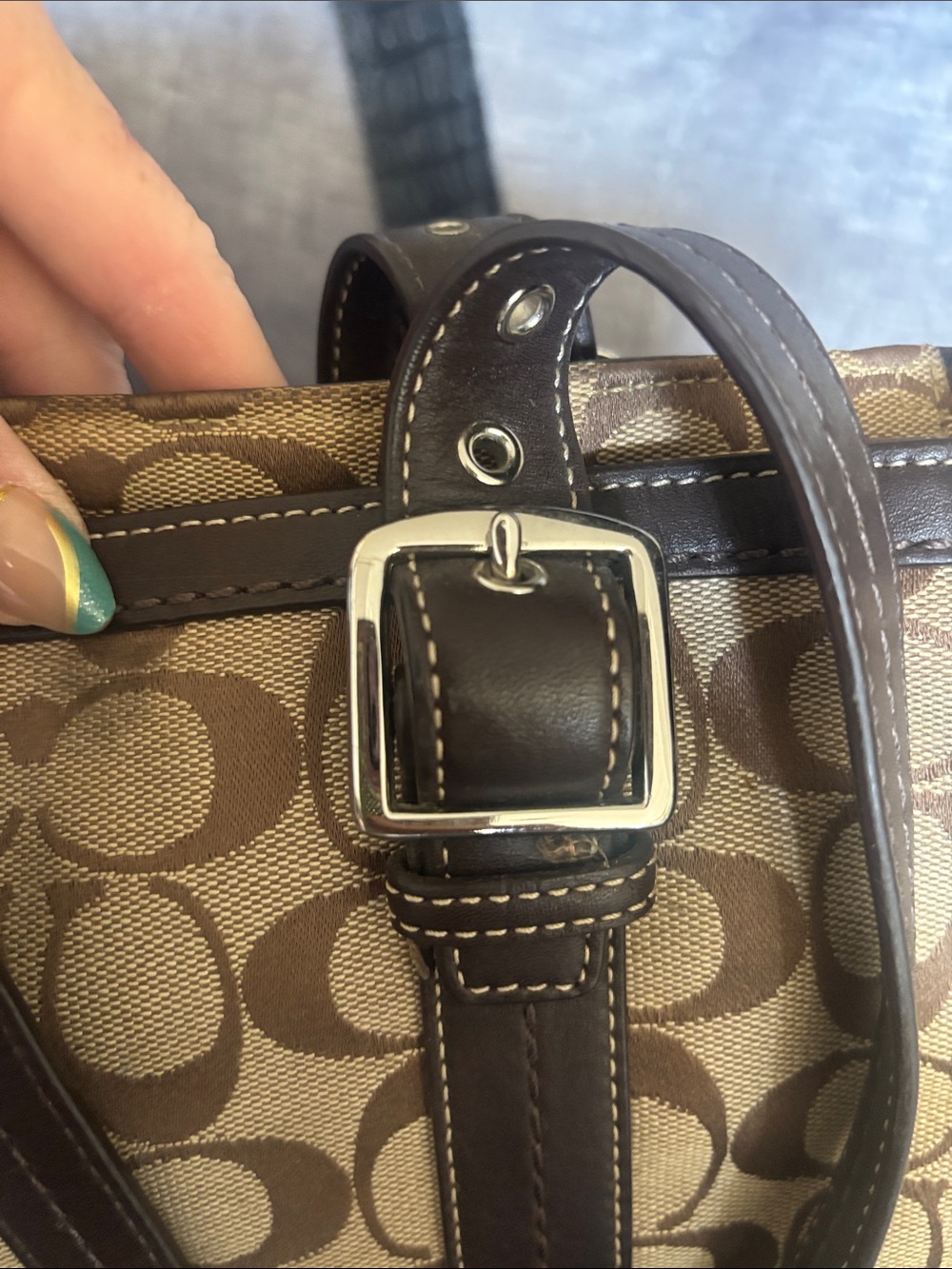 Coach Signature Jacquard Tote Bag Brown + Matching Mini Skinny Wallet 2008 Y2K - Picture 12 of 13